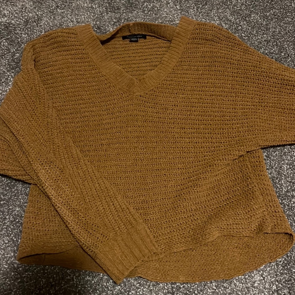 This is a brown size small American eagle sweater